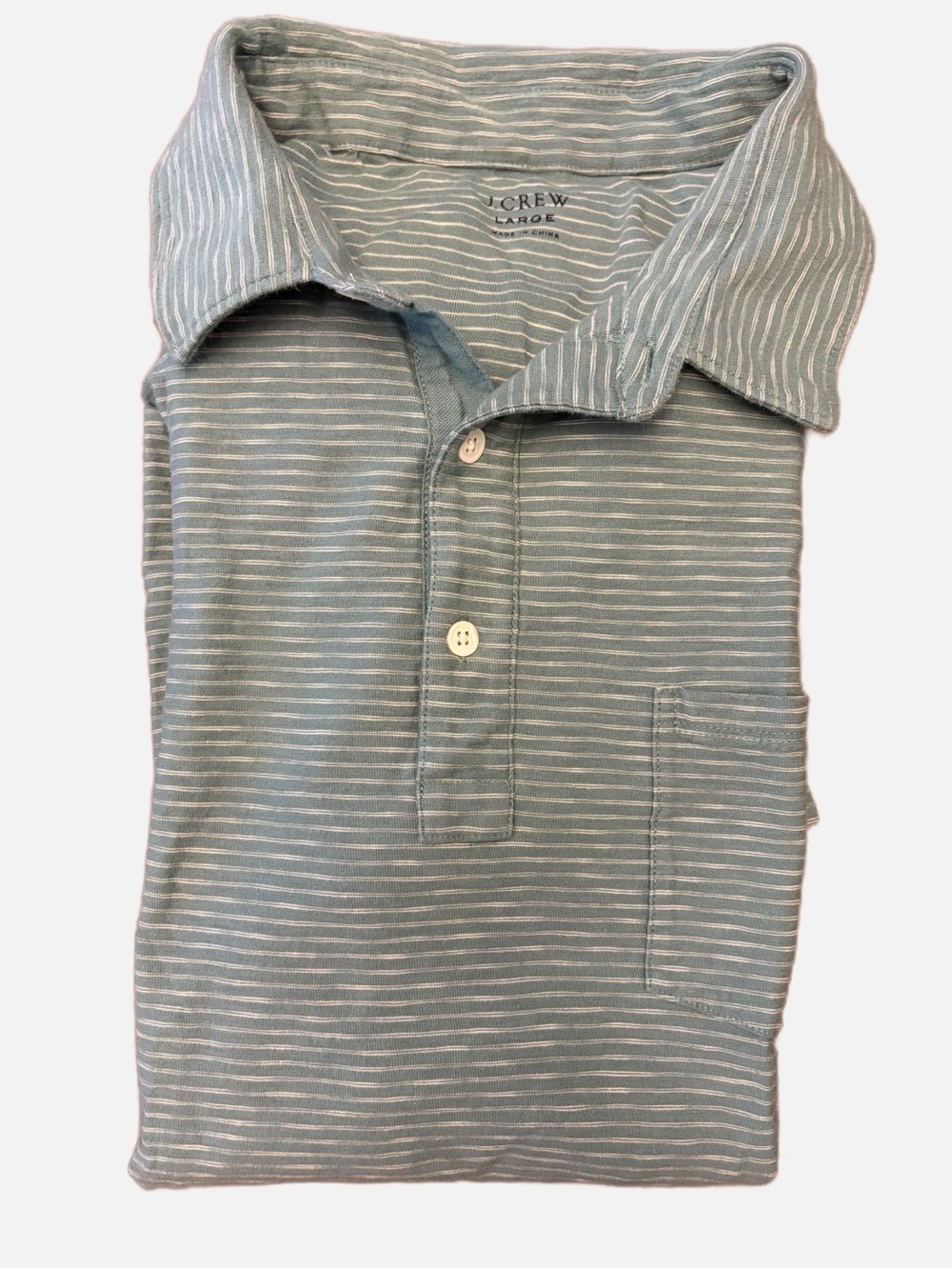 J. Crew Men's Light Green Striped Polo Large